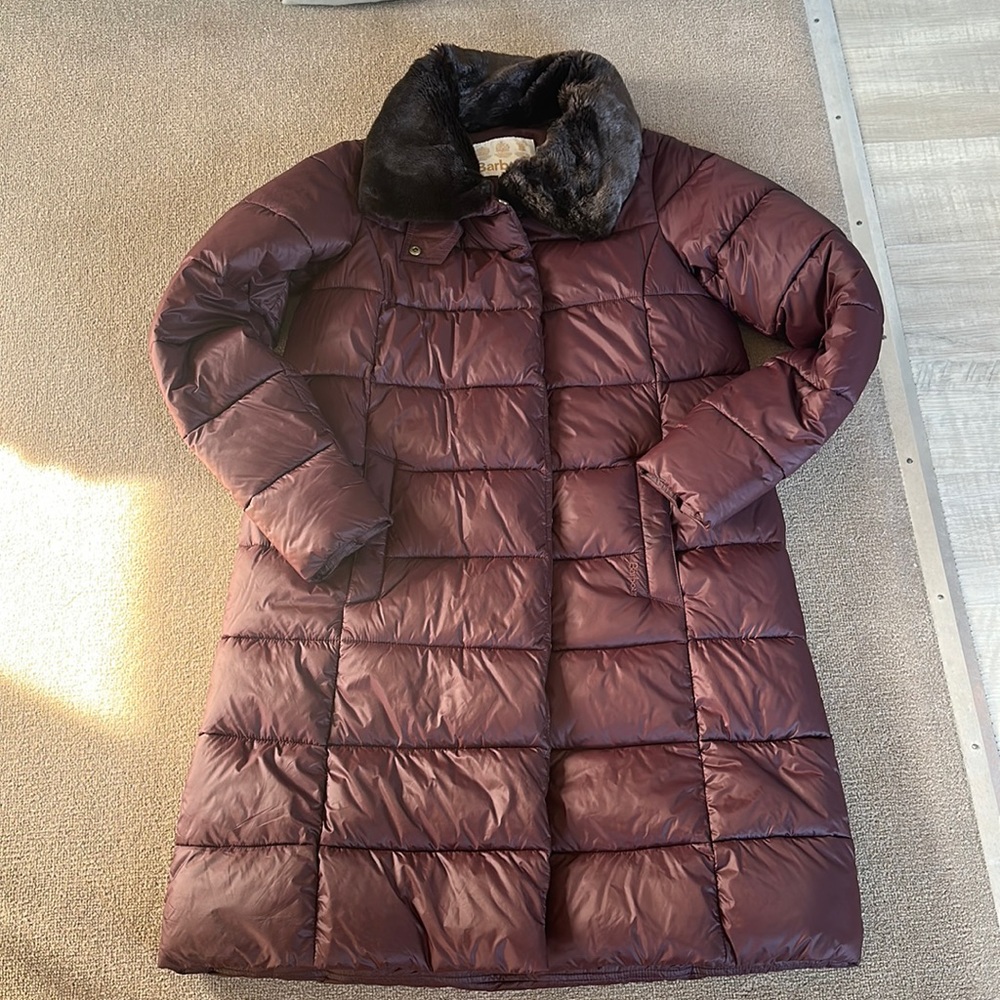 Barbour down parka - color: burgundy wine